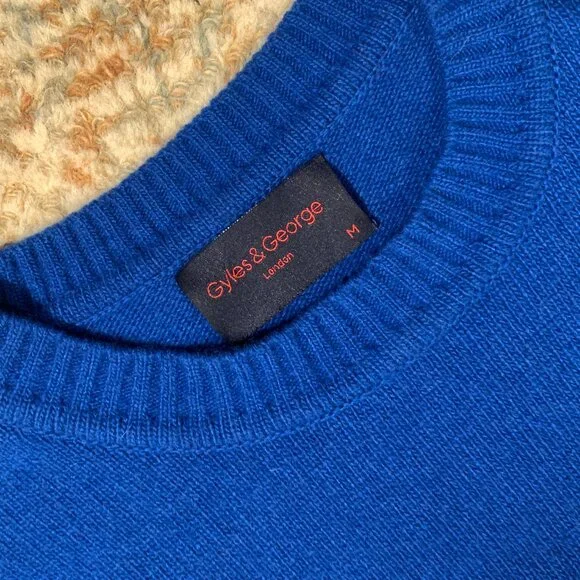 Rowing Blazers Gyles & George I'm A Luxury Blue 100% Wool Sweater Size M - Picture 3 of 7